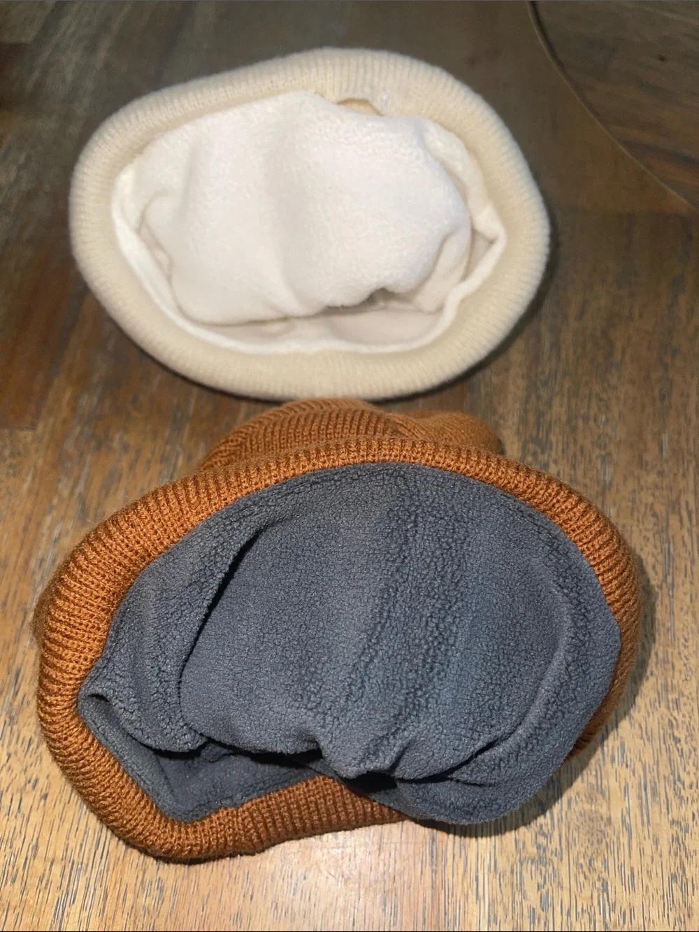 Furtalk Infant Knit Beanie Hat Set Cream Brown Fleece Lined 0-6 Months